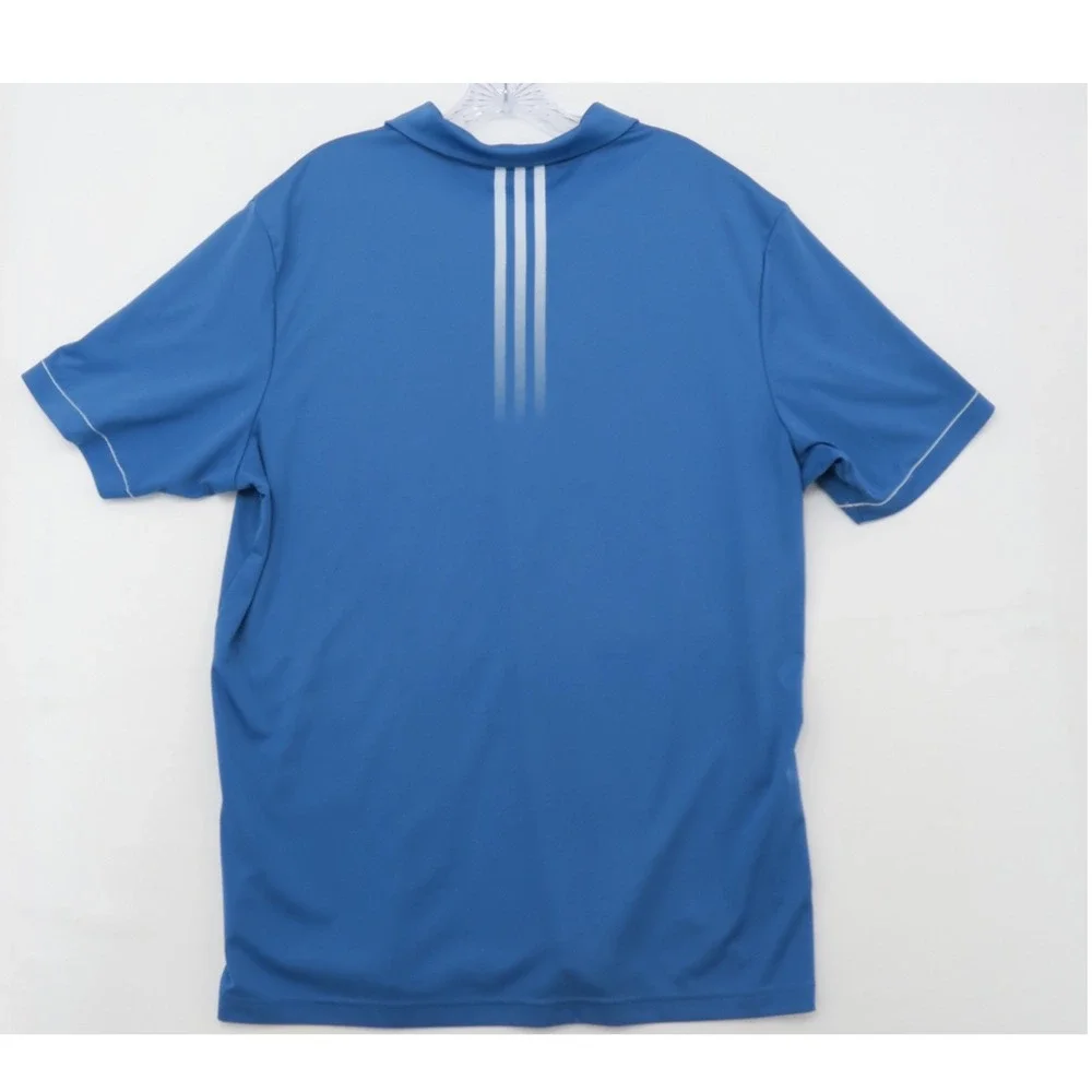 Adidas Golf Mens XL Blue Short‎ Sleeve Performance Polo Shirt 3-Stripe Back